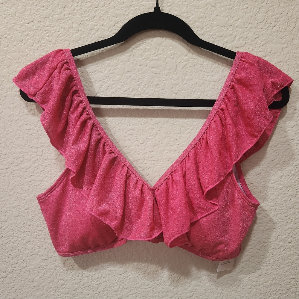 Flirty Pink Bikini Top, Pink W/Shimmer - Picture 1 of 6